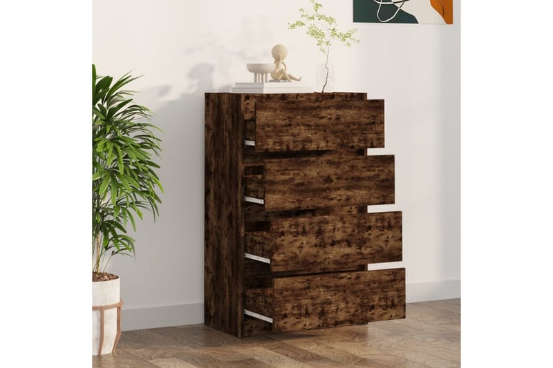 beBasic Byrå rökfärgad ek 60x35x98,5 cm konstruerat trä - Brown - Förvaring - Förvaringsmöbler - Byrå - Hallbyrå