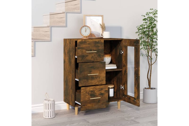 beBasic Byrå rökfärgad ek 69,5x34x90 cm konstruerat trä - Brown - Förvaring - Förvaringsmöbler - Byrå - Hallbyrå