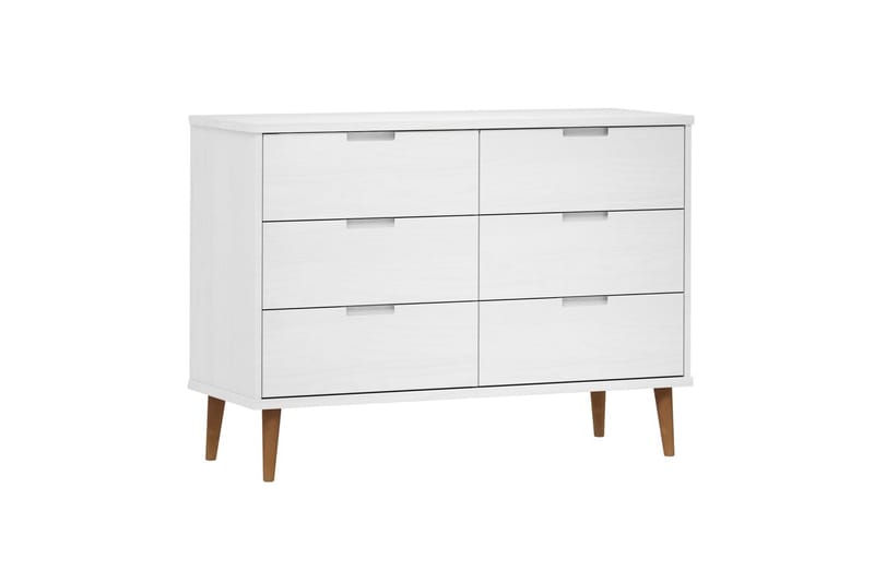 beBasic Byrå vit 113x40x80 cm massivt furuträ - White - Hallförvaring - Hallbyrå - Byrå