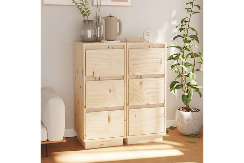 beBasic Byråer 2 st 32x34x75 cm massiv furu - Brown - Förvaring - Förvaringsmöbler - Byrå - Hallbyrå