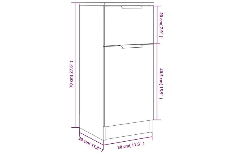 beBasic Byråer 2 st betonggrå 30x30x70 cm konstruerat trä - Grey - Förvaring - Förvaringsmöbler - Byrå - Hallbyrå