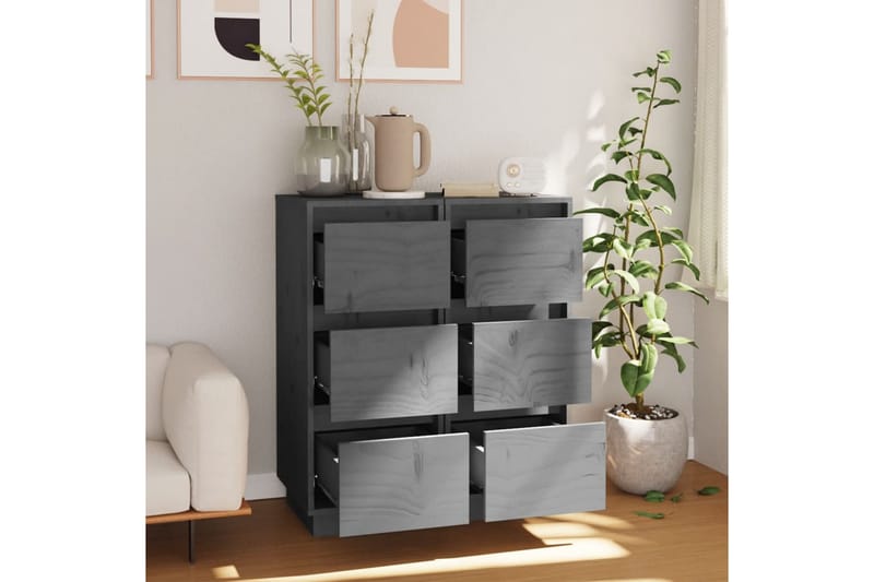 beBasic Byråer 2 st grå 32x34x75 cm massiv furu - Grey - Förvaring - Förvaringsmöbler - Byrå - Hallbyrå