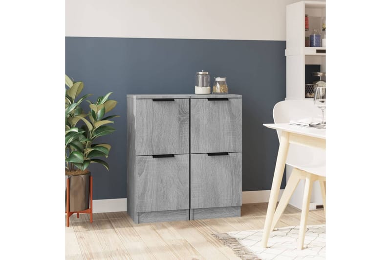 beBasic Byråer 2 st grå sonoma 30x30x70 cm konstruerat trä - Grey - Förvaring - Förvaringsmöbler - Byrå - Hallbyrå