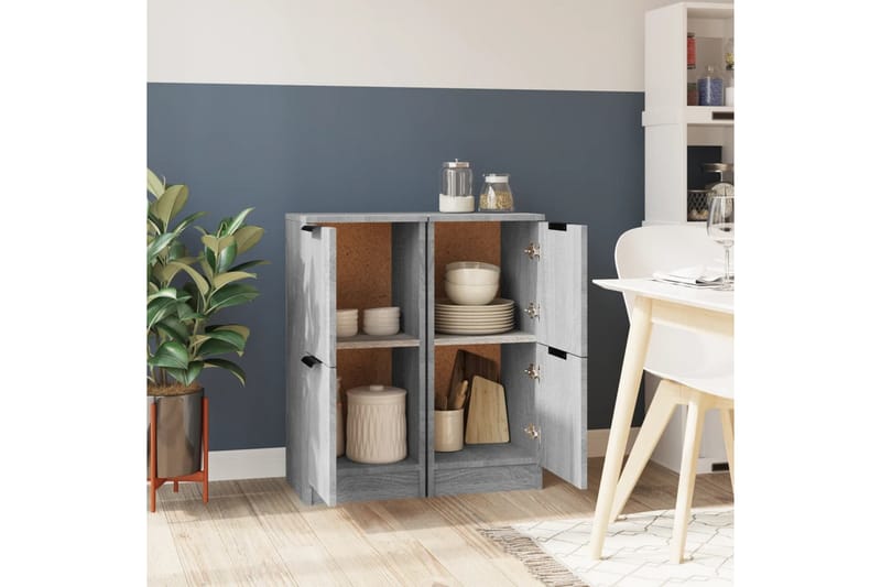 beBasic Byråer 2 st grå sonoma 30x30x70 cm konstruerat trä - Grey - Förvaring - Förvaringsmöbler - Byrå - Hallbyrå