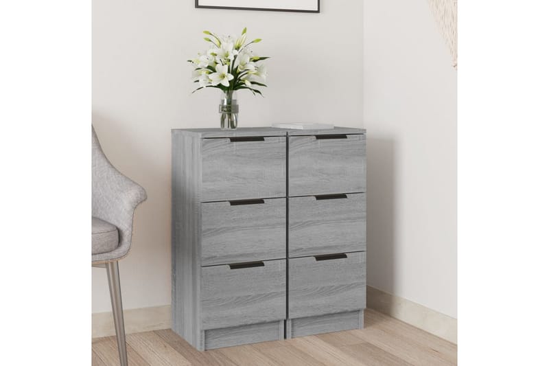 beBasic Byråer 2 st grå sonoma 30x30x70 cm konstruerat trä - Grey - Förvaring - Förvaringsmöbler - Byrå - Hallbyrå