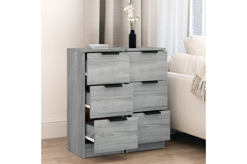 beBasic Byråer 2 st grå sonoma 30x30x70 cm konstruerat trä - Grey - Förvaring - Förvaringsmöbler - Byrå - Hallbyrå