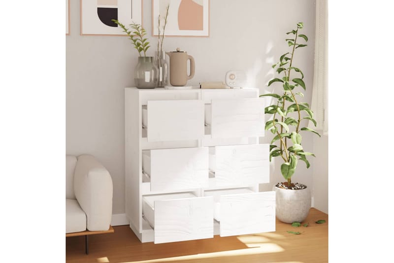 beBasic Byråer 2 st vit 32x34x75 cm massiv furu - White - Hallförvaring - Hallbyrå - Byrå