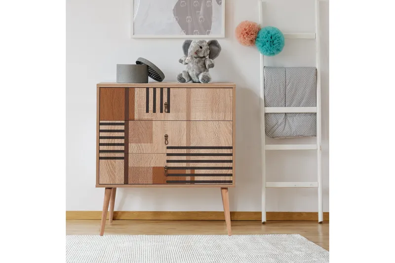 Bertoaria Byrå 80x89 cm Brun - Hanah Home - Förvaring - Förvaringsmöbler - Byrå - Hallbyrå