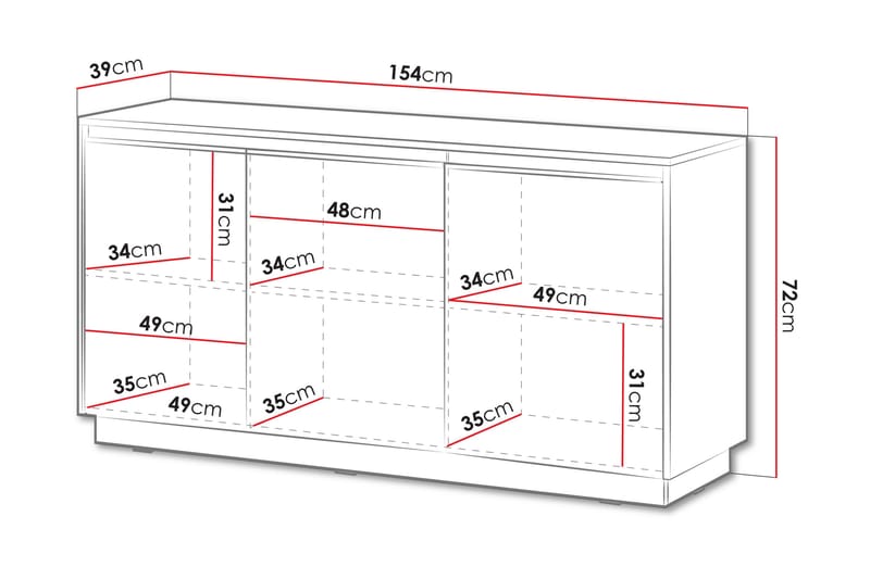 Bolstan Byrå 154 cm - Vit - Förvaring - Förvaringsmöbler - Byrå