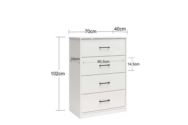 Byrå BrEZ 71x40x102 cm, Svart ek - 71x40x102 cm, Svart ek - F�örvaring - Förvaringsmöbler - Byrå