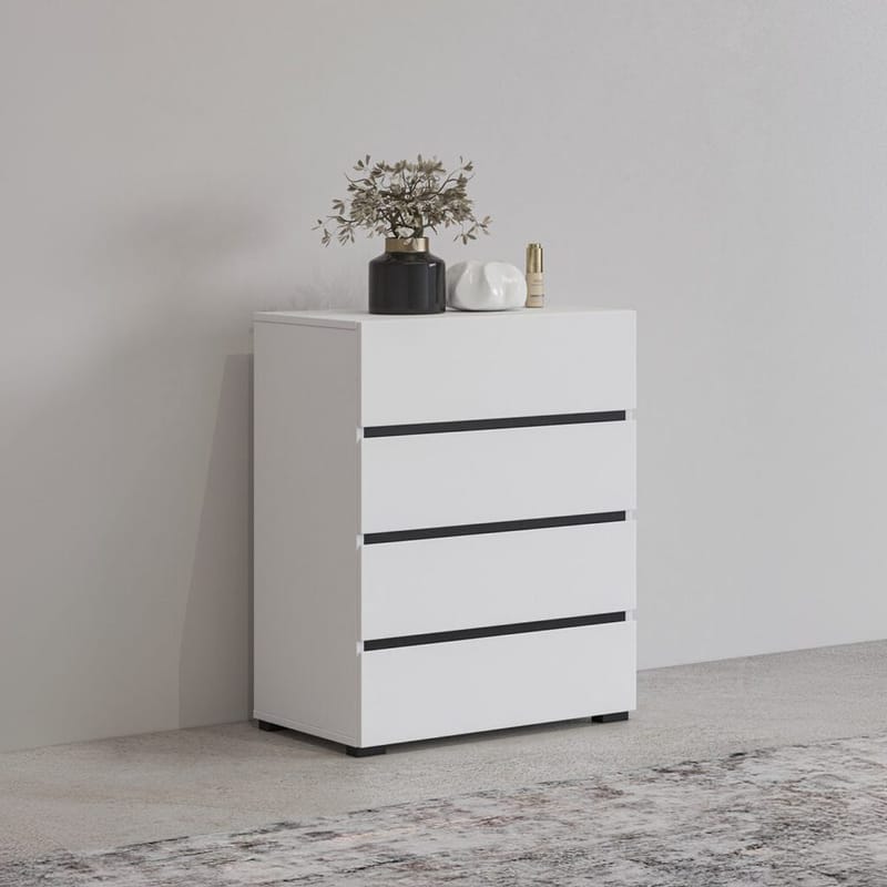 Byrå Cross med 4 lådor - Vit - Förvaring - Förvaringsmöbler - Byrå - Hallbyrå