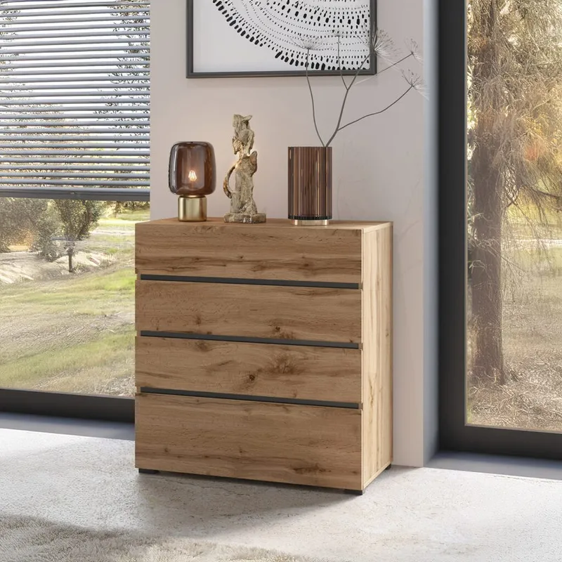 Byrå Cross S med 4 lådor - Wotan Ek - Förvaring - Förvaringsmöbler - Byrå - Hallbyrå