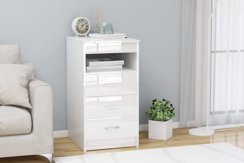 Byrå högglans vit 40x50x76 cm spånskiva - Vit - Förvaring - Förvaringsmöbler - Byrå - Hallbyrå