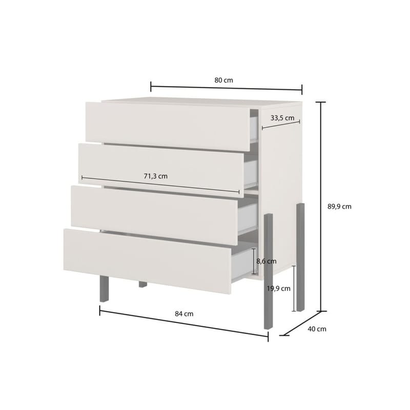 Byrå Jukon S med 4 Lådor - Förvaring - Förvaringsmöbler - Byrå - Hallbyrå