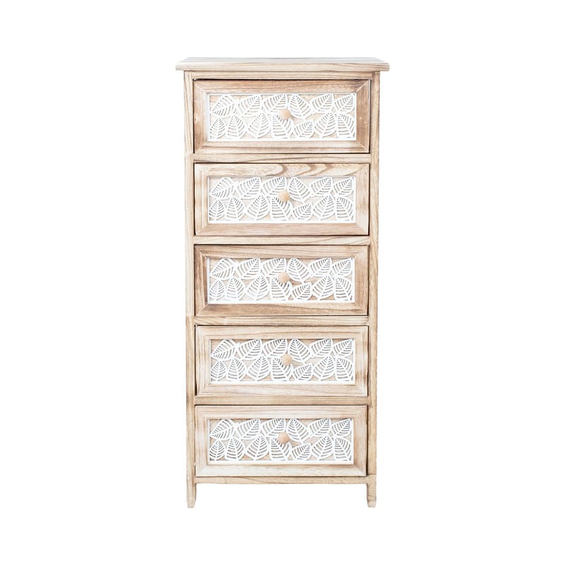 Byrå Kaseke med 5 förvaringsfack 40x29x90 cm - naturlig - Förvaring - Förvaringsmöbler - Byrå - Hallbyrå