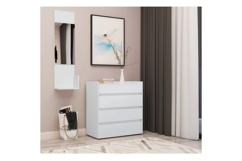 Byrå Kosmo Vit, 4 lådor - Vit, 4 lådor - Förvaring - Förvaringsmöbler - Byrå - Hallbyrå