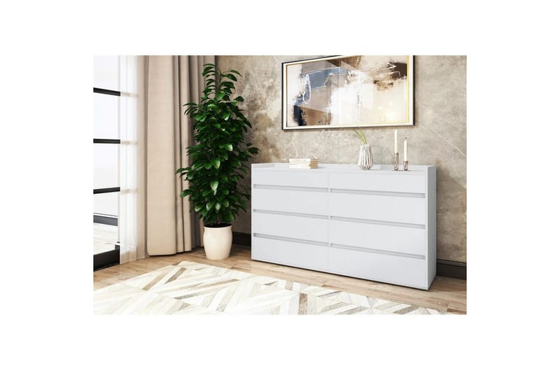 Byrå Kosmo Vit, 8 lådor - Vit, 8 lådor - Förvaring - Förvaringsmöbler - Byrå