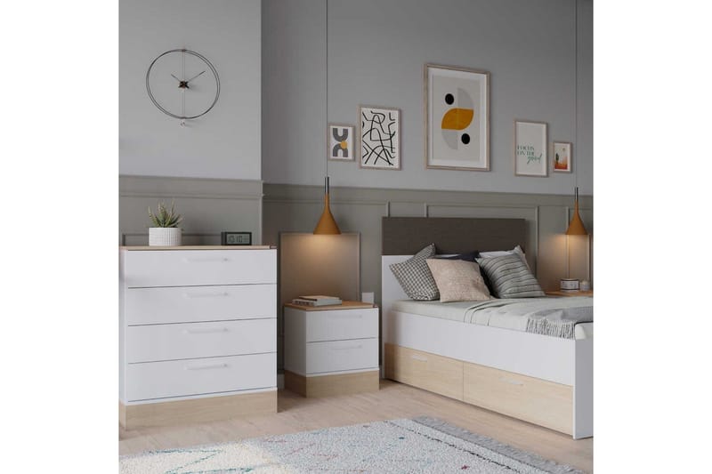 Byrå Matul Ek / Vit - Mediumfärgat trä/Vit - Förvaring - Förvaringsmöbler - Byrå - Hallbyrå