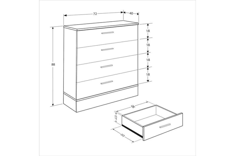 Byrå Matul Ek / Vit - Mediumfärgat trä/Vit - Förvaring - Förvaringsmöbler - Byrå - Hallbyrå