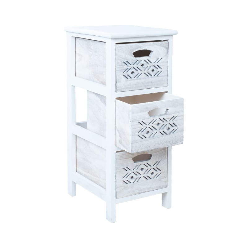 Byrå Mihkli med 3 förvaringsenheter 26x32x63 cm - vit - Förvaring - Förvaringsmöbler - Byrå - Hallbyrå