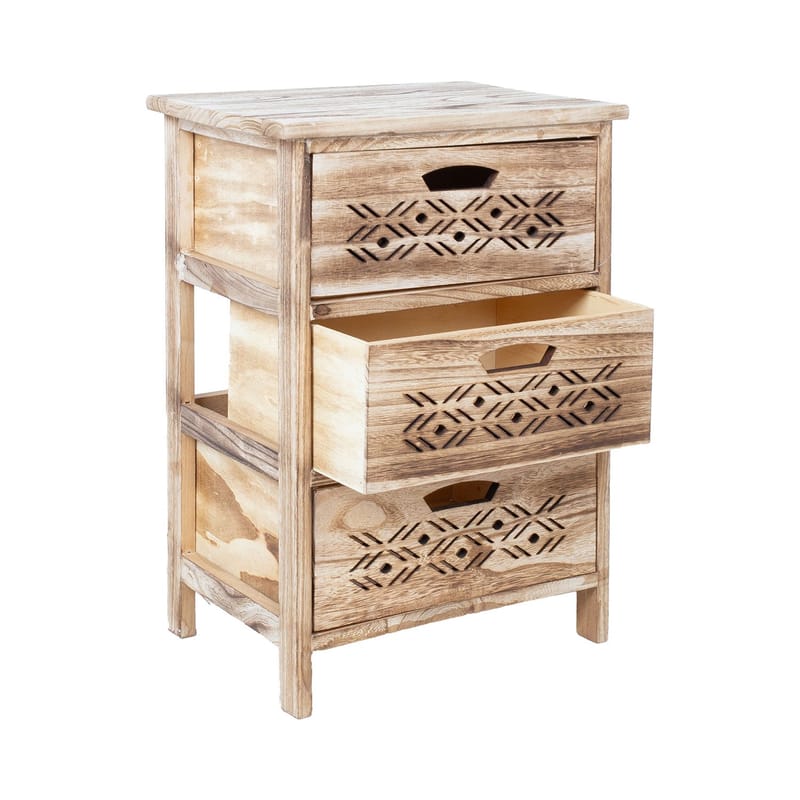 Byrå Mihkli med 3 förvaringsenheter 40x29x58 cm - Natur - Förvaring - Förvaringsmöbler - Byrå - Hallbyrå