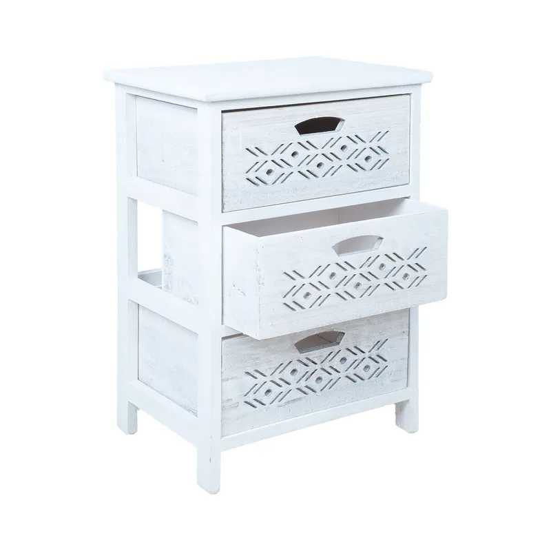 Byrå Mihkli med 3 förvaringsenheter 40x29x58 cm - Vit - Förvaring - Förvaringsmöbler - Byrå - Hallbyrå