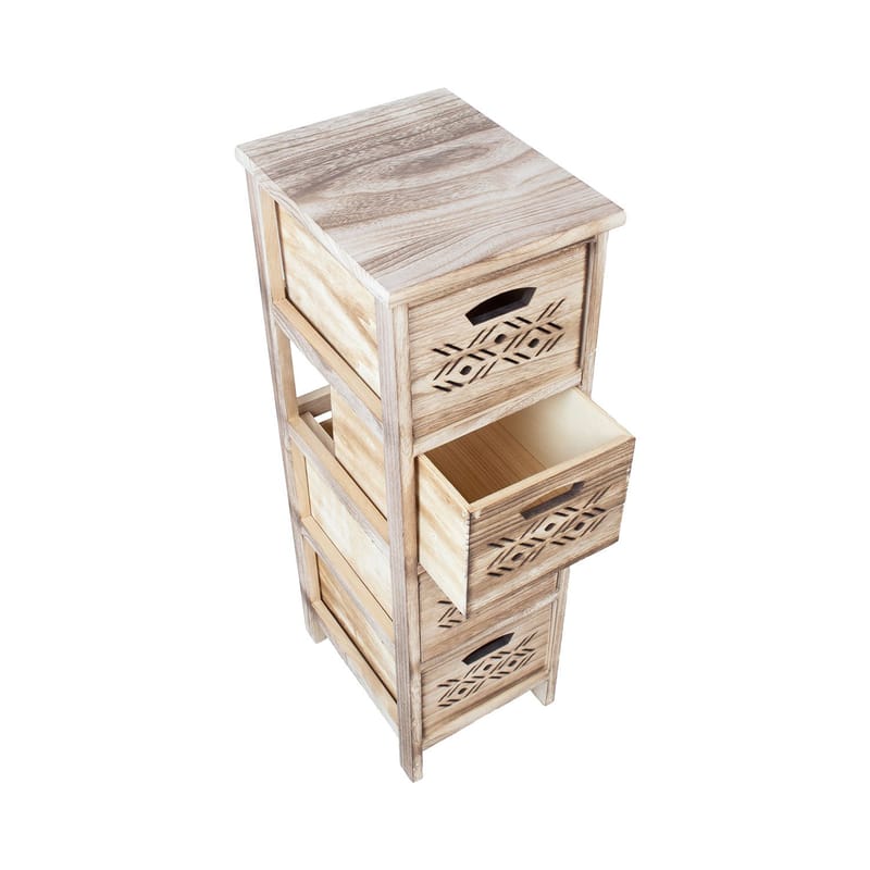 Byrå Mihkli med 4 förvaringsenheter 26x32x81 cm - natur - Förvaring - Förvaringsmöbler - Byrå - Hallbyrå