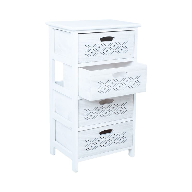 Byrå Mihkli med 4 förvaringsenheter 40x29x73 cm - Vit - Förvaring - Förvaringsmöbler - Byrå - Hallbyrå