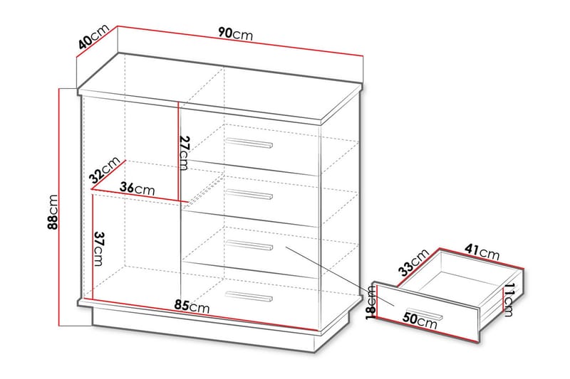Byrå - Svart|Ek - Förvaring - Förvaringsmöbler - Byrå - Hallbyrå