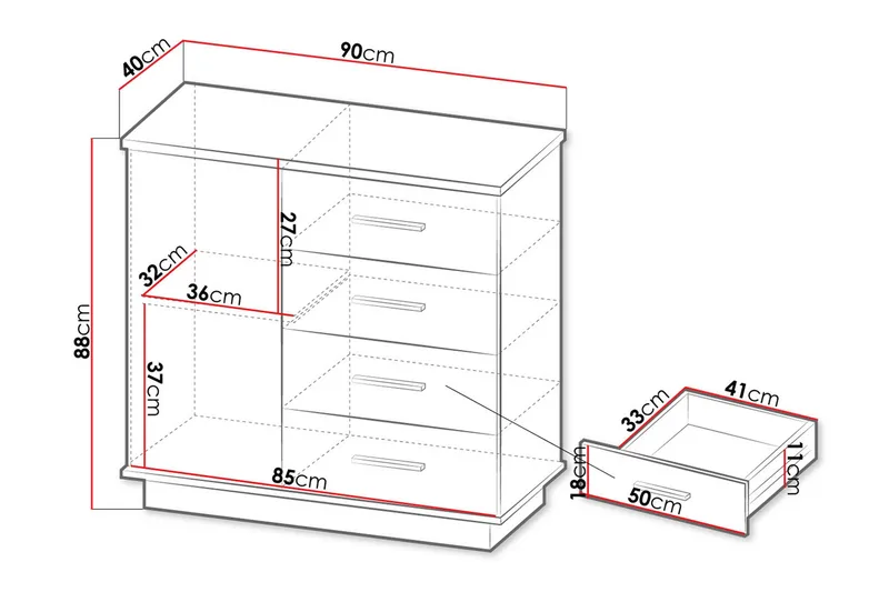 Byrå - Svart|Ek - Förvaring - Förvaringsmöbler - Byrå - Hallbyrå