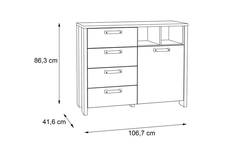 Cadle Byrå 107 cm - Brun/Grå - Byrå - Hallförvaring