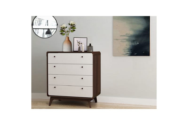 Byrå Cassie Valnöt/Vit - Valnöt/Vit - Förvaring - Förvaringsmöbler - Byrå - Hallbyrå