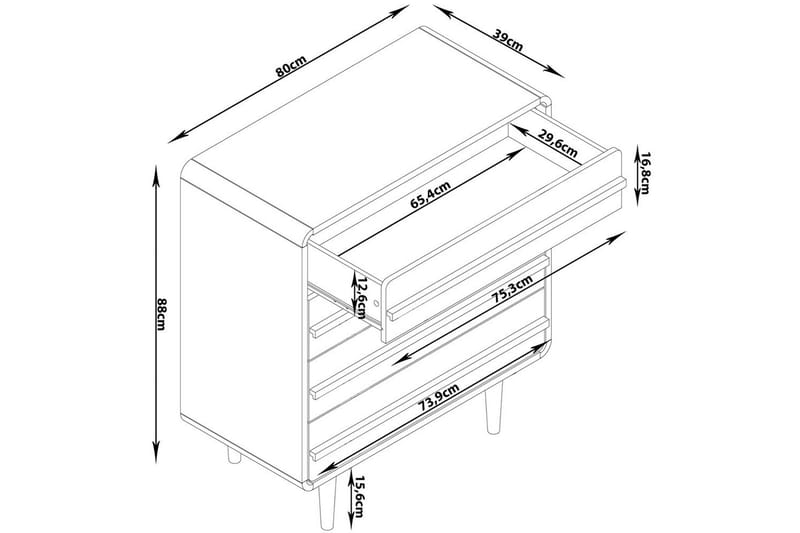 Byrå Chantal Grå - Grå - Förvaring - Förvaringsmöbler - Byrå - Hallbyrå