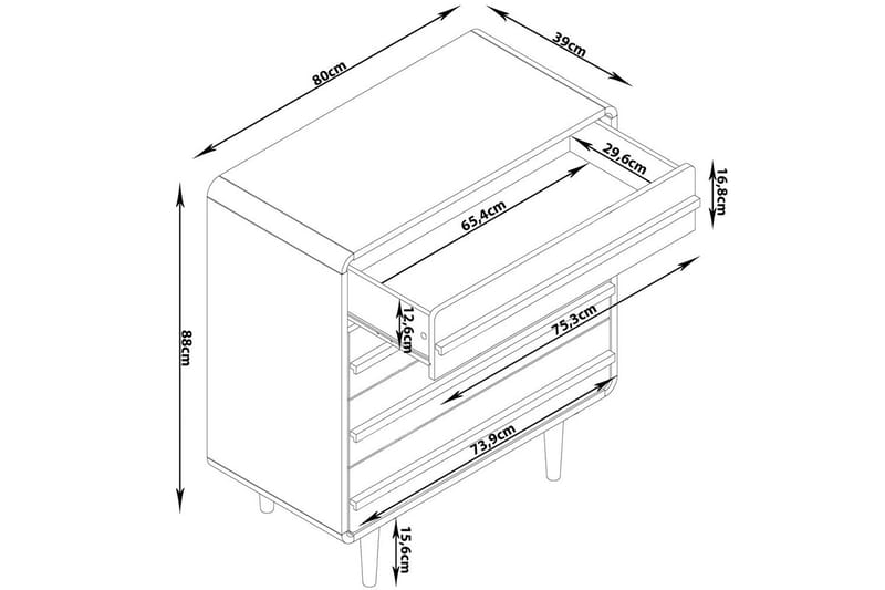 Byrå Chantal Natur - Natur - Förvaring - Förvaringsmöbler - Byrå - Hallbyrå