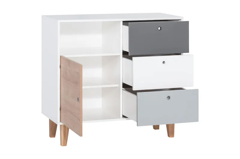 Concept Byrå Vit/Mörkgrå/Gul - VOX - Förvaring - Förvaringsmöbler - Byrå