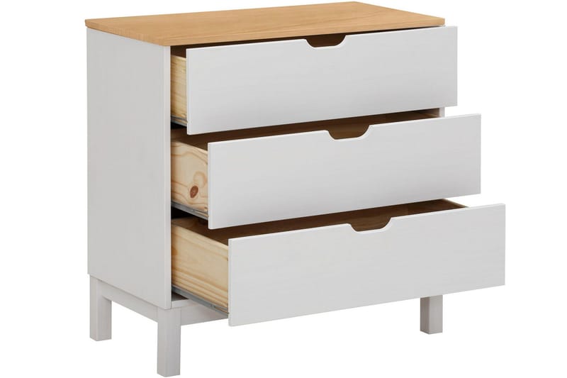 Crotone Byrå 76x39 cm 3 Lådor - Vit - Förvaring - Förvaringsmöbler - Byrå - Hallbyrå