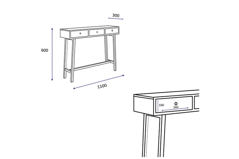 Dalovice Byrå 110x30 cm - Mörkbrun - Möbler - Bord & matgrupper - Avlastningsbord - Konsolbord & sidobord