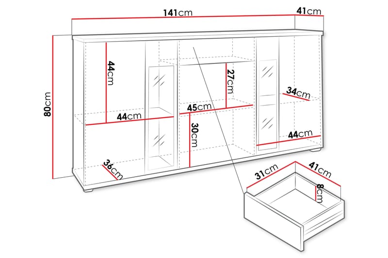 Deardorf Komoda 140 cm - Trä/natur/Vit - Förvaring - Förvaringsmöbler - Byrå - Hallbyrå