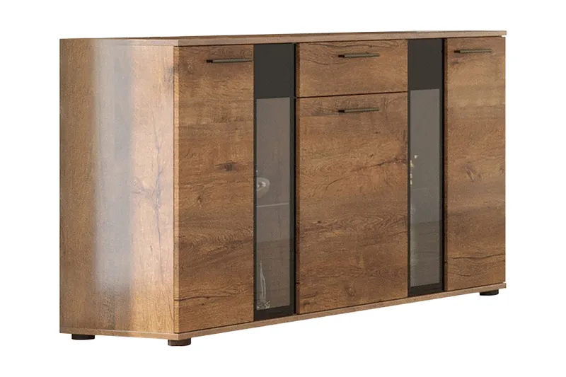 Deardorf Komoda + LED 140 cm, Trä|natur|Blå LED