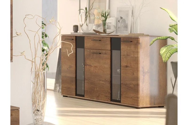 Deardorf Komoda + LED 140 cm - Trä|natur|Blå LED - Förvaring - Förvaringsmöbler - Byrå - Hallbyrå