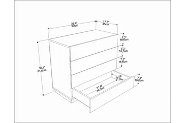 Desgrar Byrå 90x81,6 cm - Brun - Förvaring - Förvaringsmöbler - Byrå - Hallbyrå