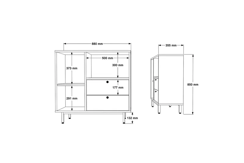 Donae Byrå 88 cm - Ek/Röd - Förvaring - Förvaringsmöbler - Byrå - Hallbyrå