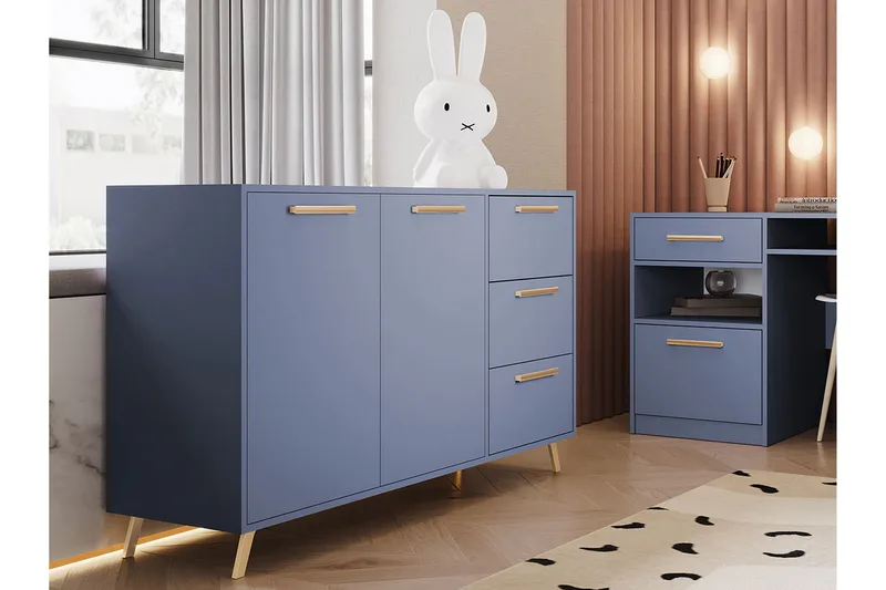 Escaldes Byrå 41x139 cm - Blå/Guld - Förvaring - Förvaringsmöbler - Byrå - Hallbyrå