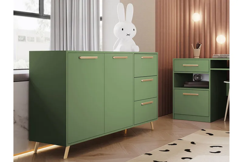 Escaldes Byrå 41x139 cm - Grön/Guld - Förvaring - Förvaringsmöbler - Byrå - Hallbyrå