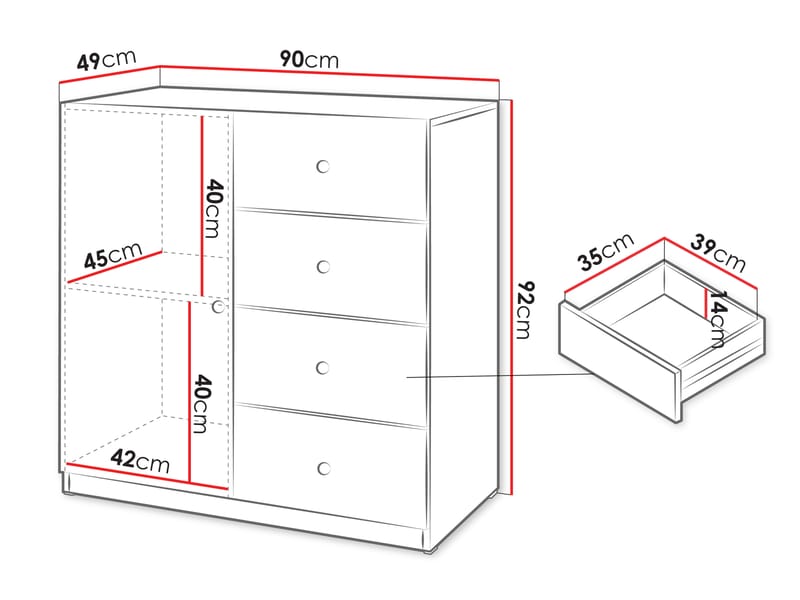 Fayric Byrå 90 cm - Beige - Förvaring - Förvaringsmöbler - Byrå - Hallbyrå