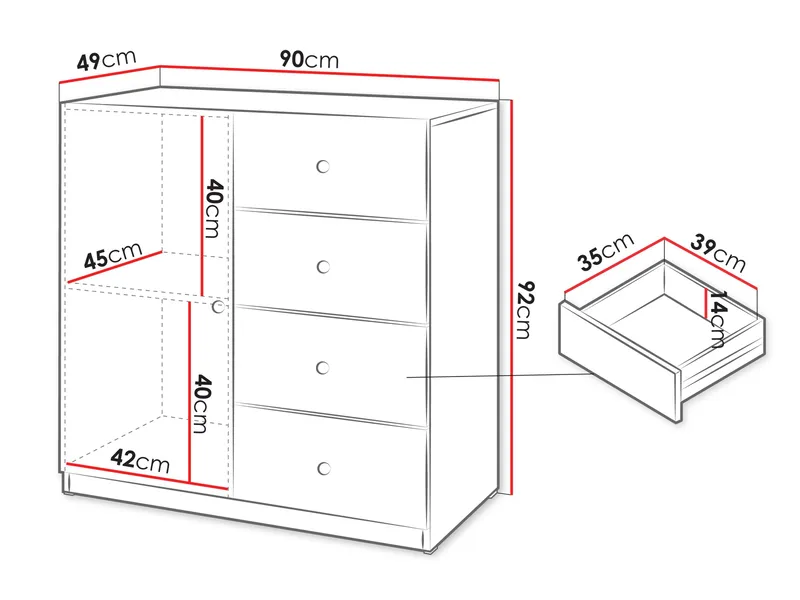 Fayric Byrå 90 cm - Beige - Förvaring - Förvaringsmöbler - Byrå - Hallbyrå