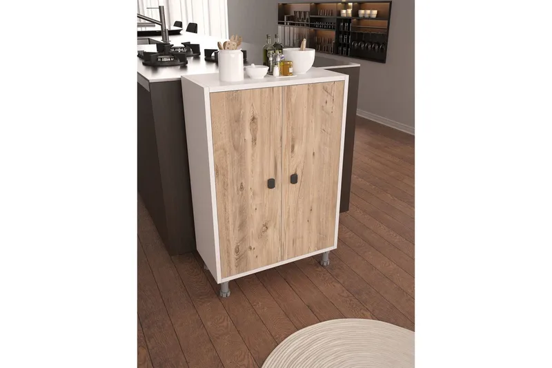 Flerfunktionsskåp Sourav Atlantikfuru / Vit - Brun/Vit - Förvaring - Förvaringsmöbler - Byrå - Hallbyrå