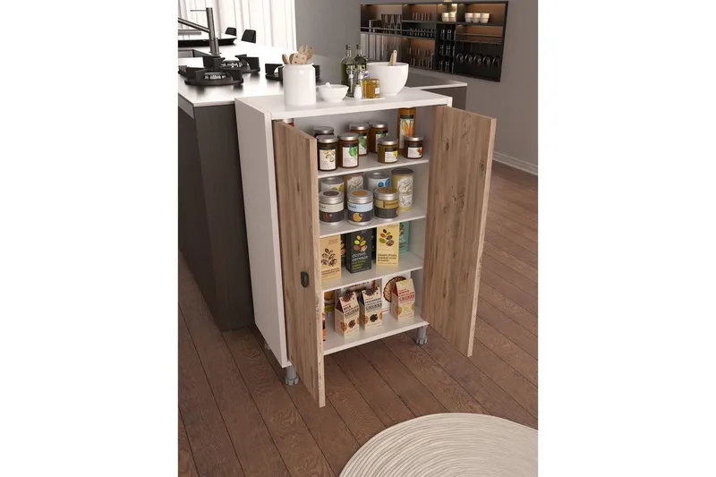 Flerfunktionsskåp Sourav Atlantikfuru / Vit - Brun/Vit - Förvaring - Förvaringsmöbler - Byrå - Hallbyrå