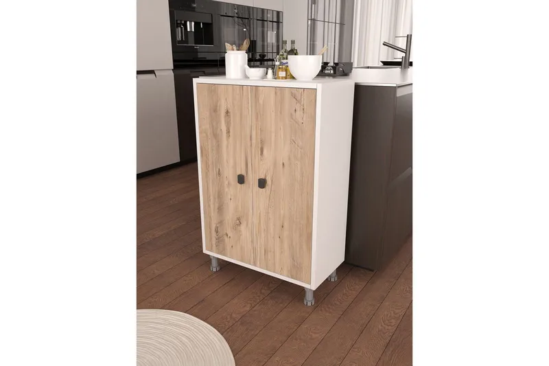 Flerfunktionsskåp Sourav Atlantikfuru / Vit - Brun/Vit - Förvaring - Förvaringsmöbler - Byrå - Hallbyrå
