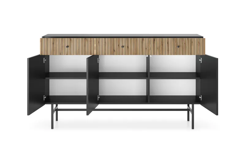 Francisca Byrå 155 cm - Svart/Ek - Förvaring - Förvaringsmöbler - Byrå